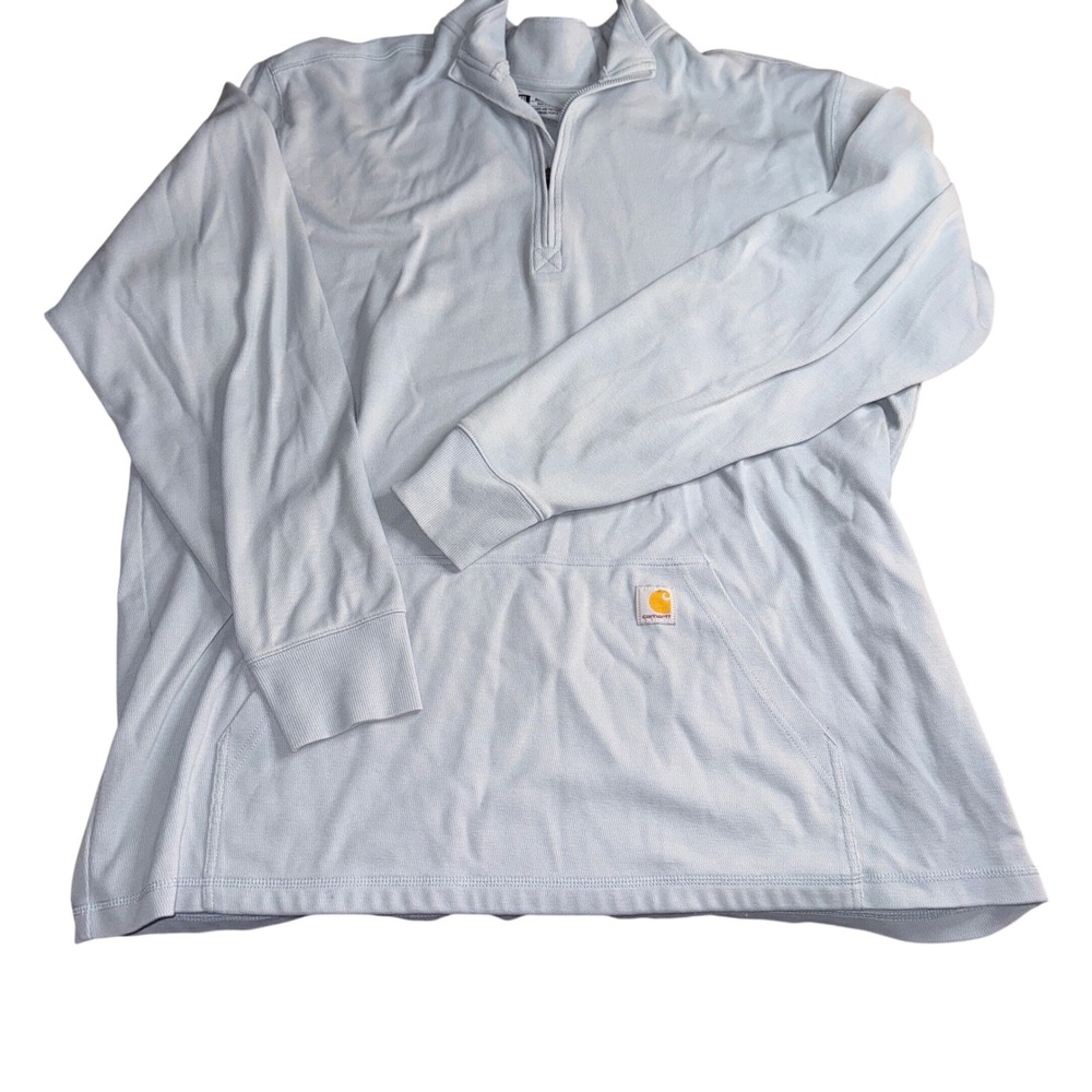 Carhartt Quarter Zip Pullover 3XL Tall Blue Relaxed Fit Waffle Knit TK4428-M